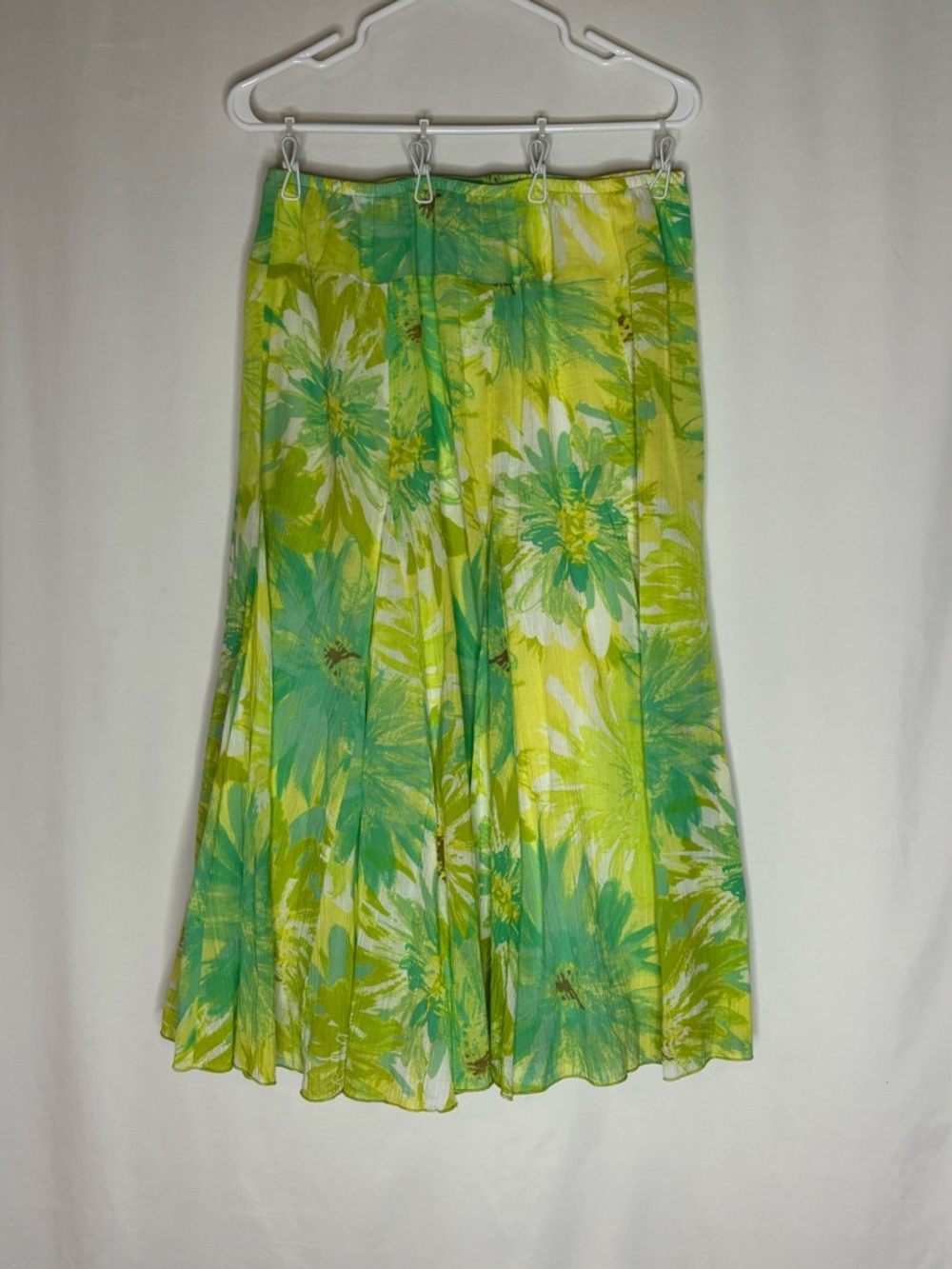 Ruby Rd. Green & Yellow Floral A-Line Maxi Skirt